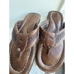 Tommy Bahama Anchors Away Leather Flip Flops Mens size 9D
